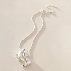 Free People Bohemian Harrow Pendant Necklace in Silver Koi Fish NWT Japanese